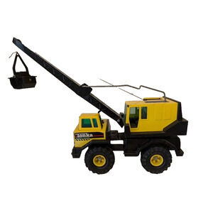 Vintage Tonka Mighty Diesel Crane Truck Yellow Black 18" Steel Construction Toy